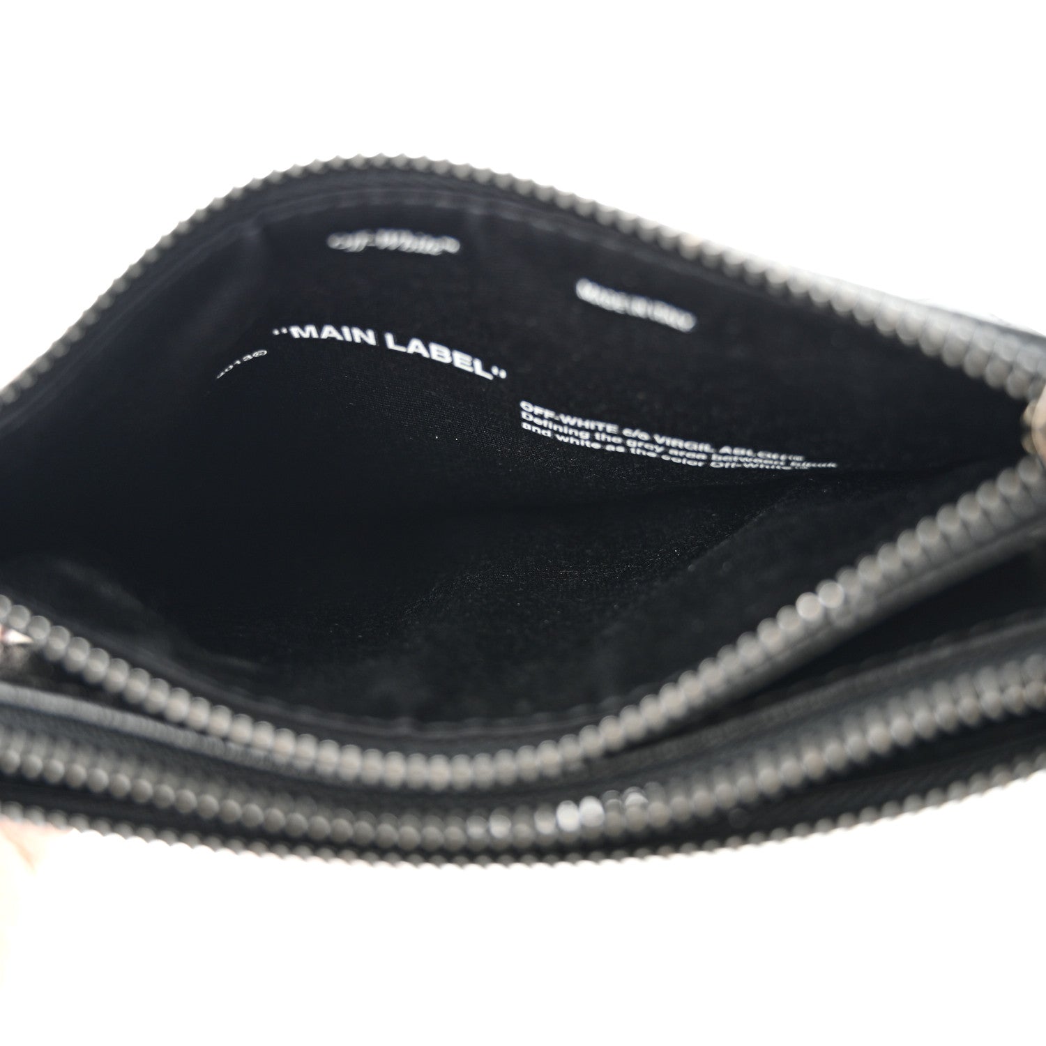 Off-White Saffiano Striped Diag Flat Pouch Black White 5 of 7