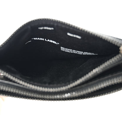 Off-White Saffiano Striped Diag Flat Pouch Black White 5 of 7