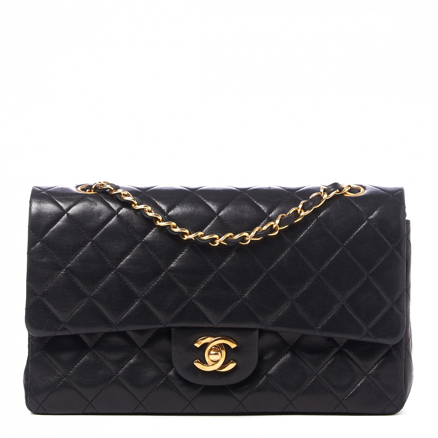 Chanel Lambskin Quilted Medium Double Flap Black 1 of 9