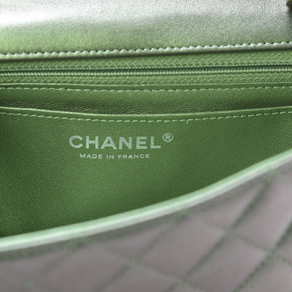 Chanel Iridescent Lambskin Quilted Mini Rectangular Flap Green 7 of 9