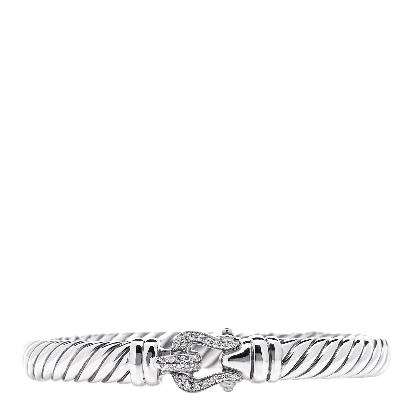 Sterling Silver Diamond 7mm Cable Buckle Bracelet