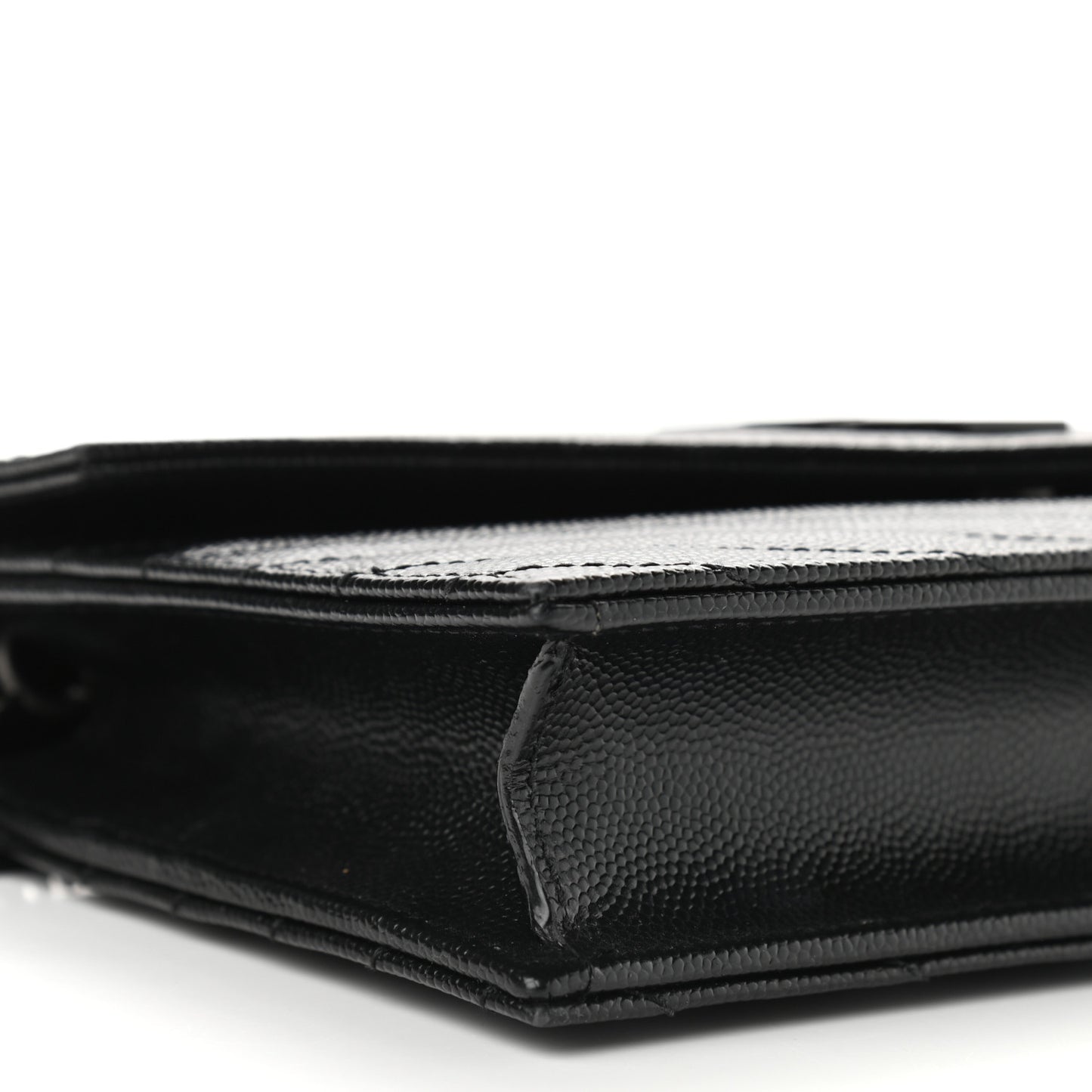 Grain De Poudre Matelasse Chevron Monogram Envelope Chain Wallet Black