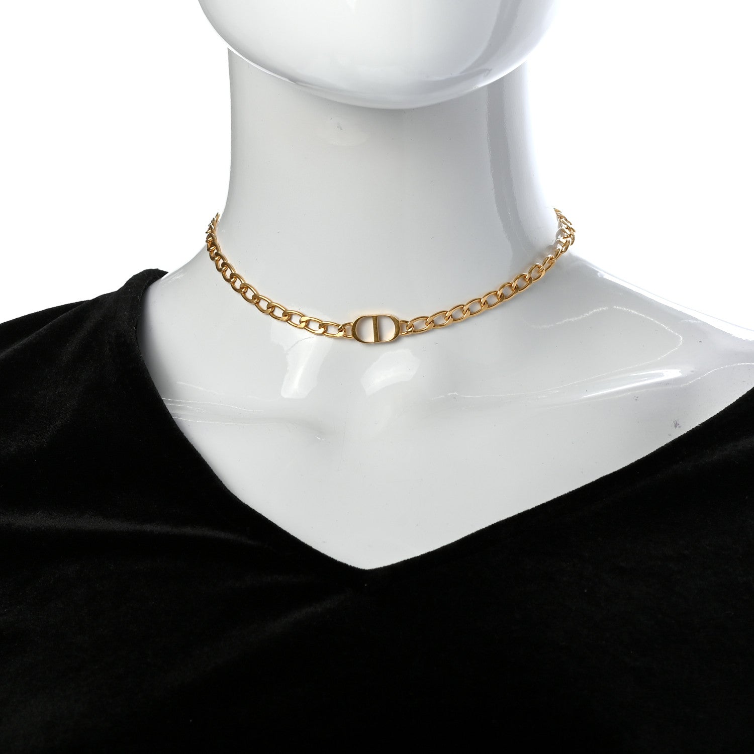Christian Dior Metal Petit CD Choker Necklace Gold 2 of 4