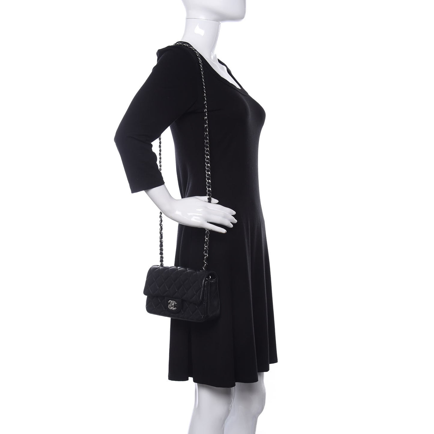 Lambskin Quilted Mini Rectangular Flap Black