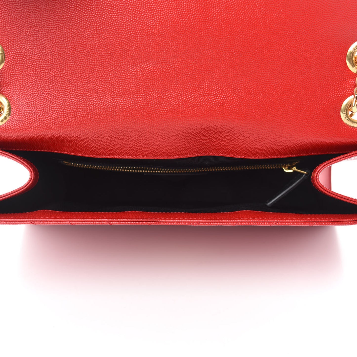 Grain De Poudre Matelasse Chevron Large Monogram Satchel Lipstick Red