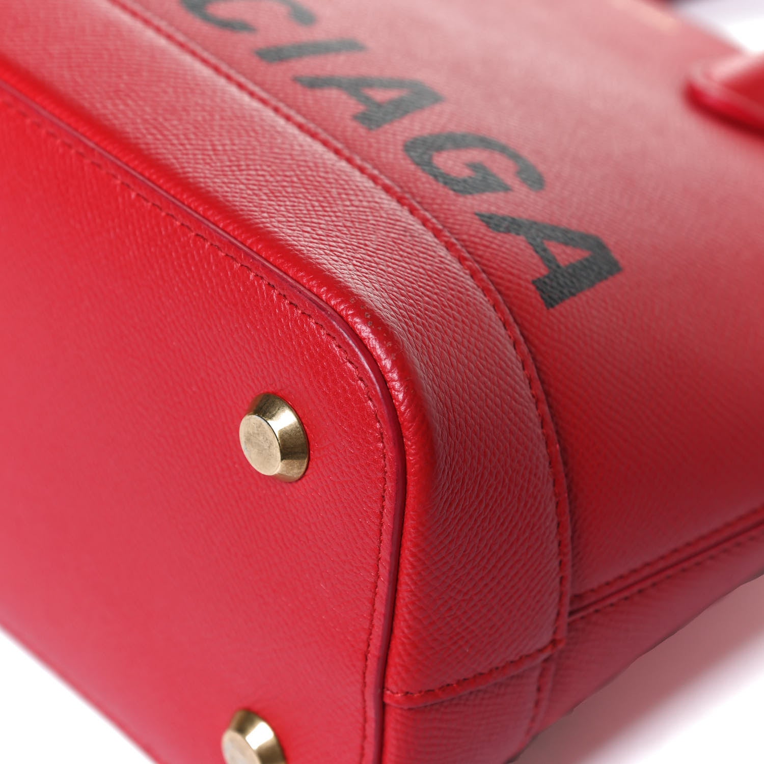 Balenciaga Signature Grained Calfskin Logo S Ville Top Handle Bag Rouge Coquelicot Black 12 of 13