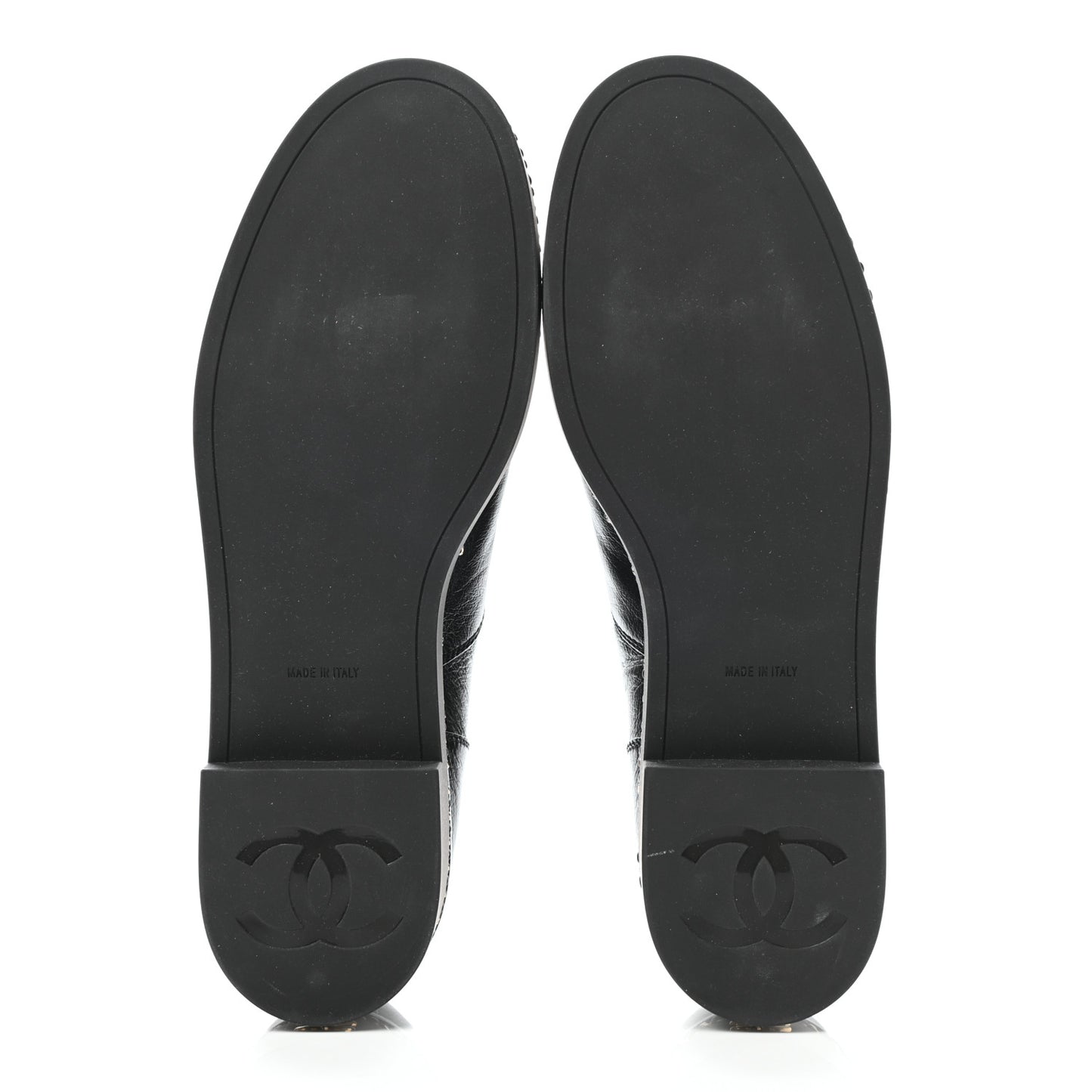 Shiny Crumpled Lambskin CC Lace Up Oxfords 41 Black