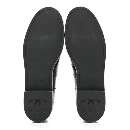 Chanel Shiny Crumpled Lambskin CC Lace Up Oxfords 41 Black 5 of 9