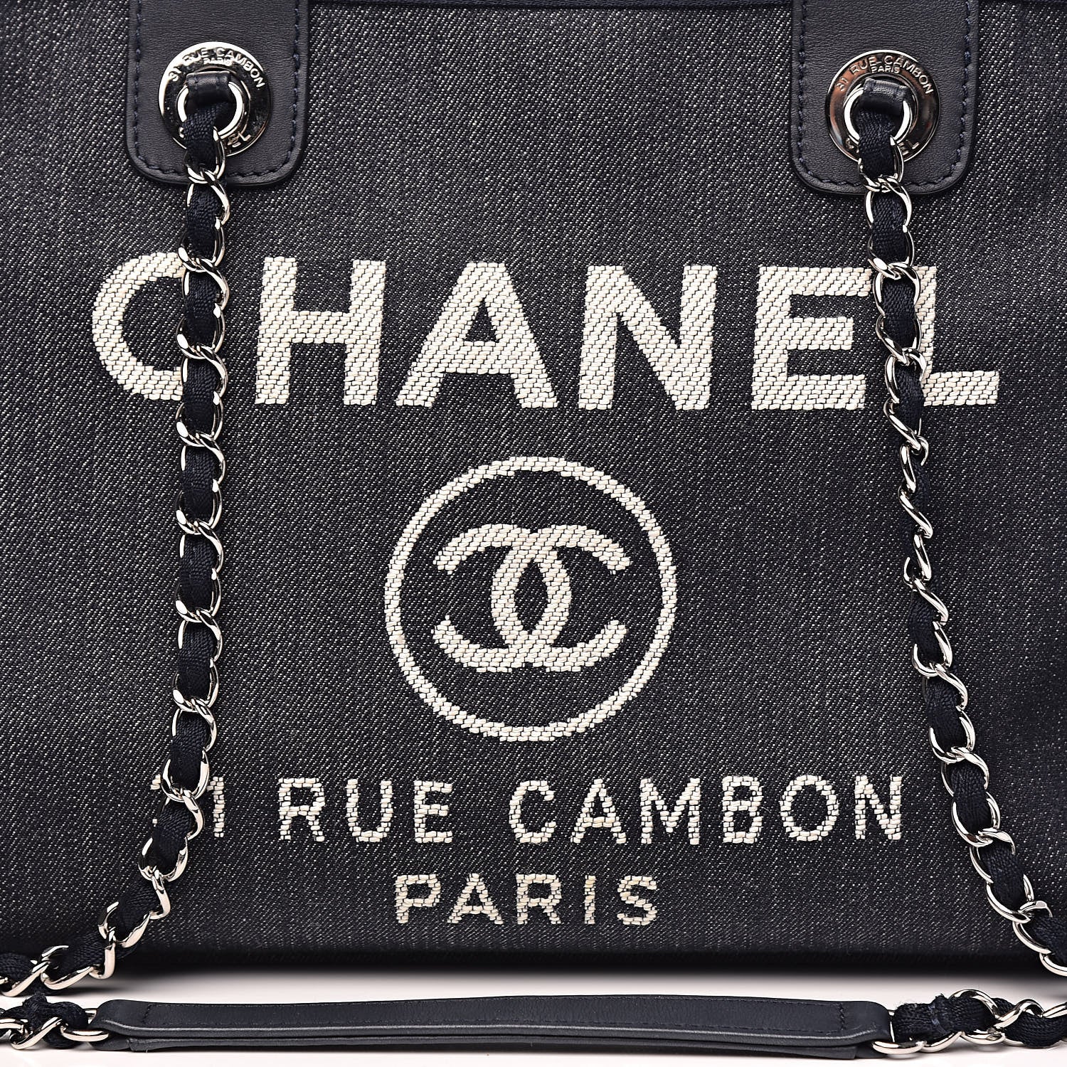 Chanel Denim Deauville Bowling Bag Dark Blue 12 of 13