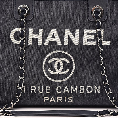 Chanel Denim Deauville Bowling Bag Dark Blue 12 of 13