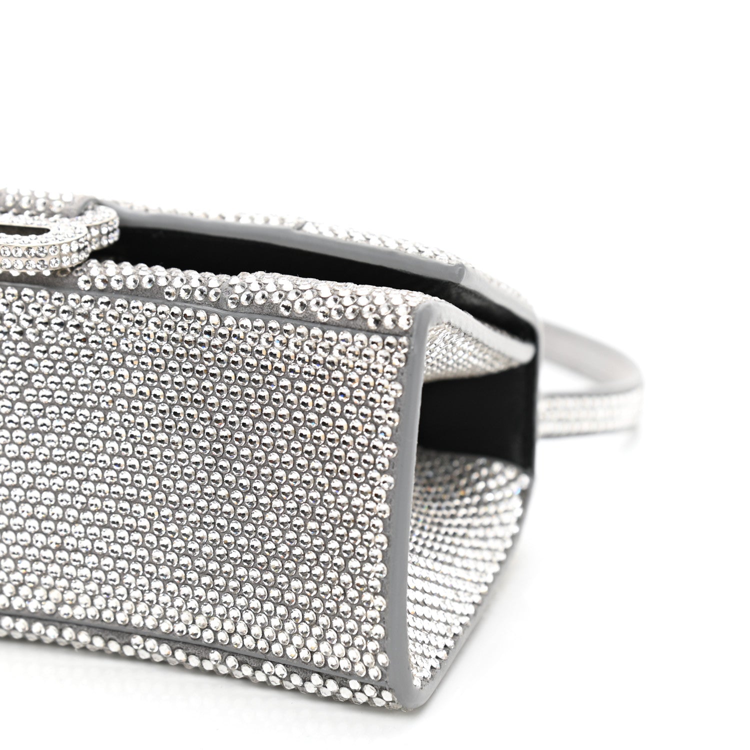 Balenciaga Strass Suede Hourglass Top Handle Bag XS Smoke Grey Crystal 7 of 10