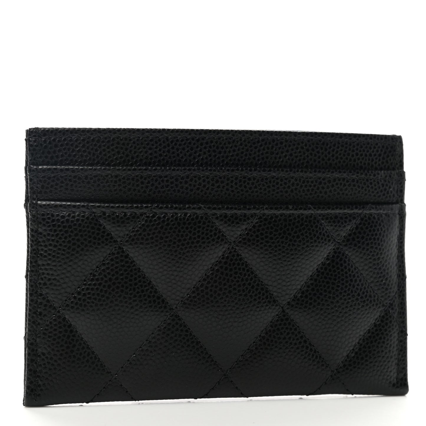Caviar Quilted Crystal Card Holder Black