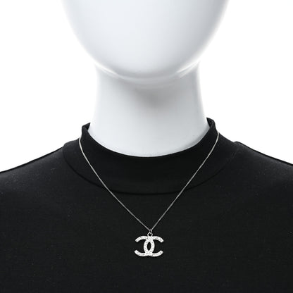 Chanel Baguette Crystal CC Necklace Silver 3 of 4