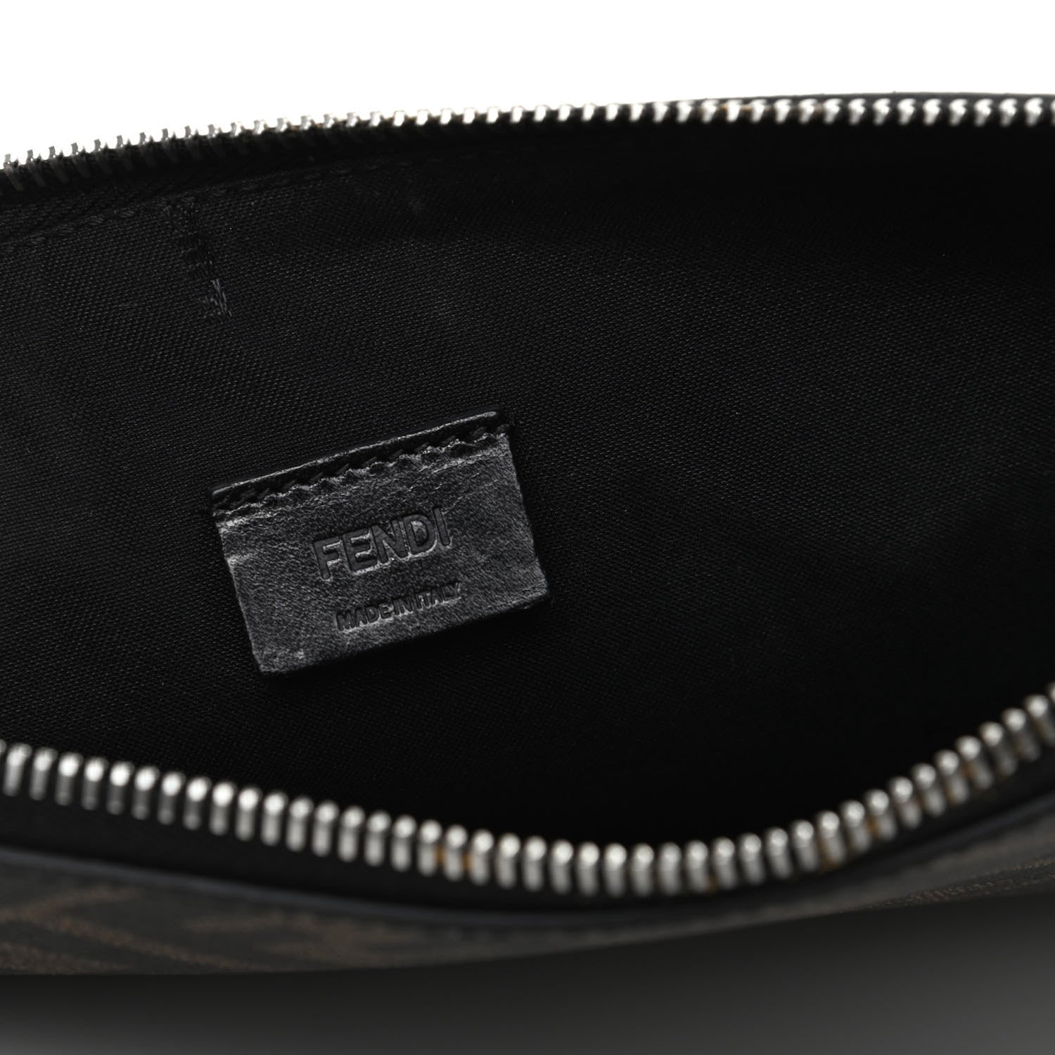 Fendi Glazed Fabric Vitello Liberty FF 1974 Diagonal Large Flat Pouch Tobacco Rosso Black 6 of 8