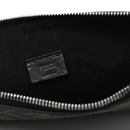 Fendi Glazed Fabric Vitello Liberty FF 1974 Diagonal Large Flat Pouch Tobacco Rosso Black 6 of 8