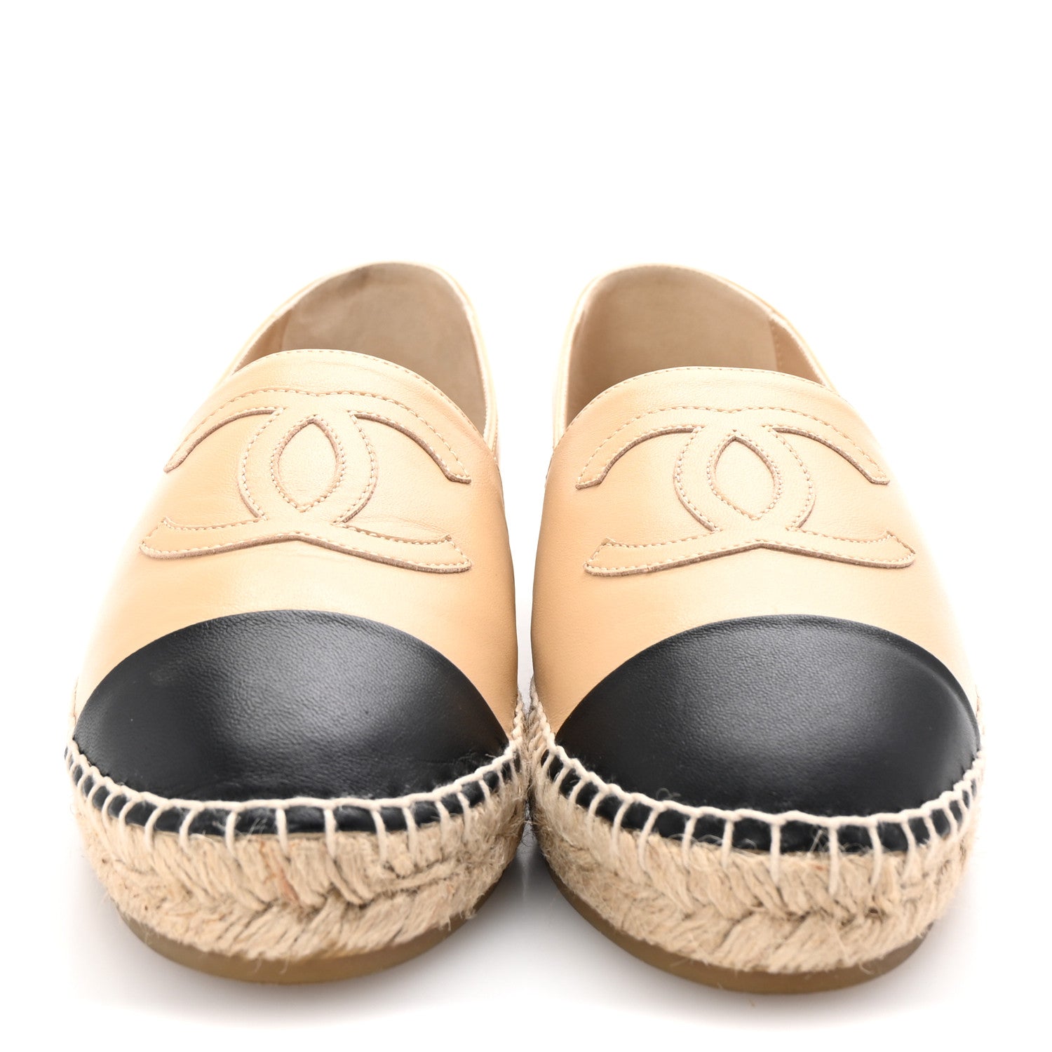 Chanel Lambskin CC Espadrilles 40 Beige Black 3 of 10