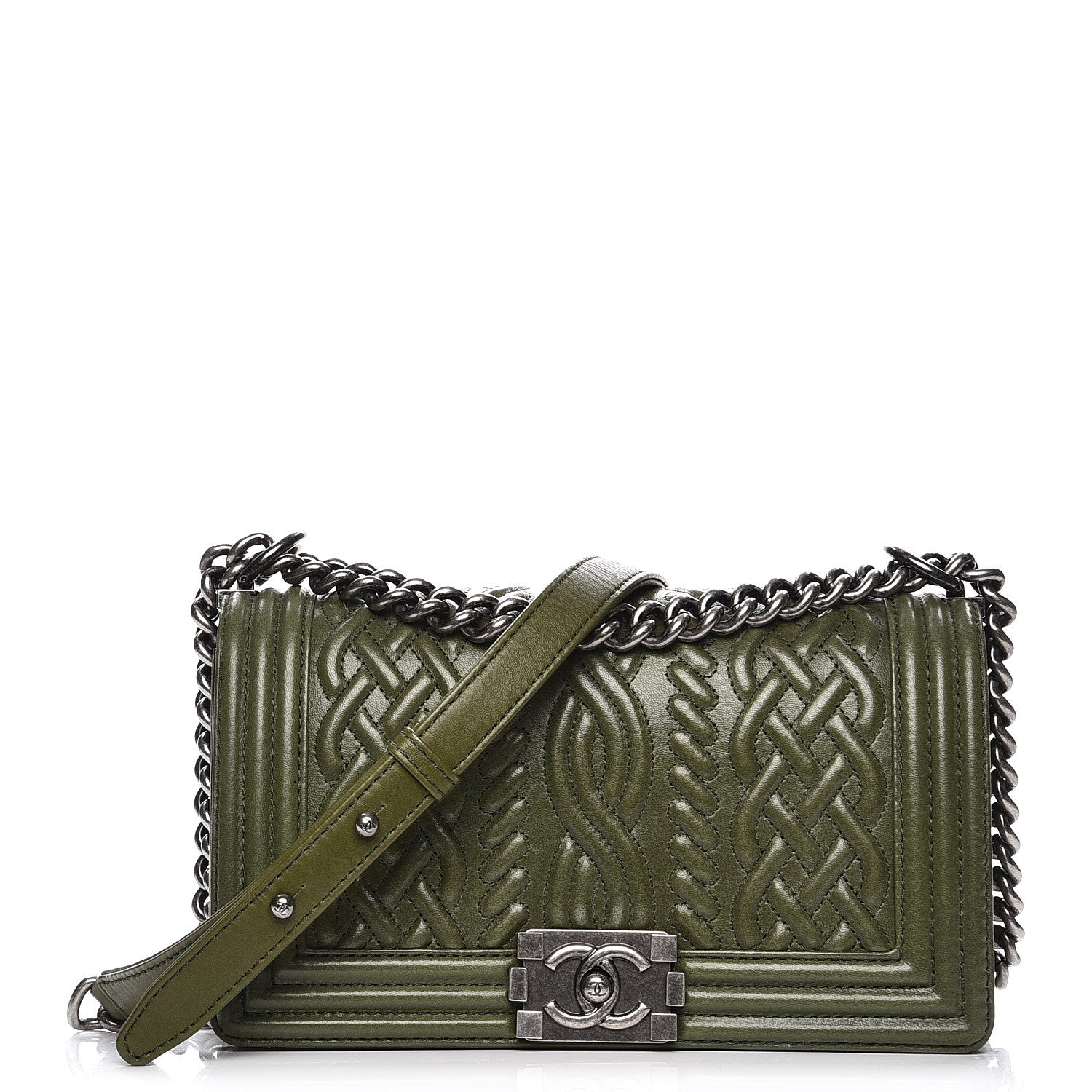 Chanel Lambskin Medium Celtic Boy Flap Green 1 of 8