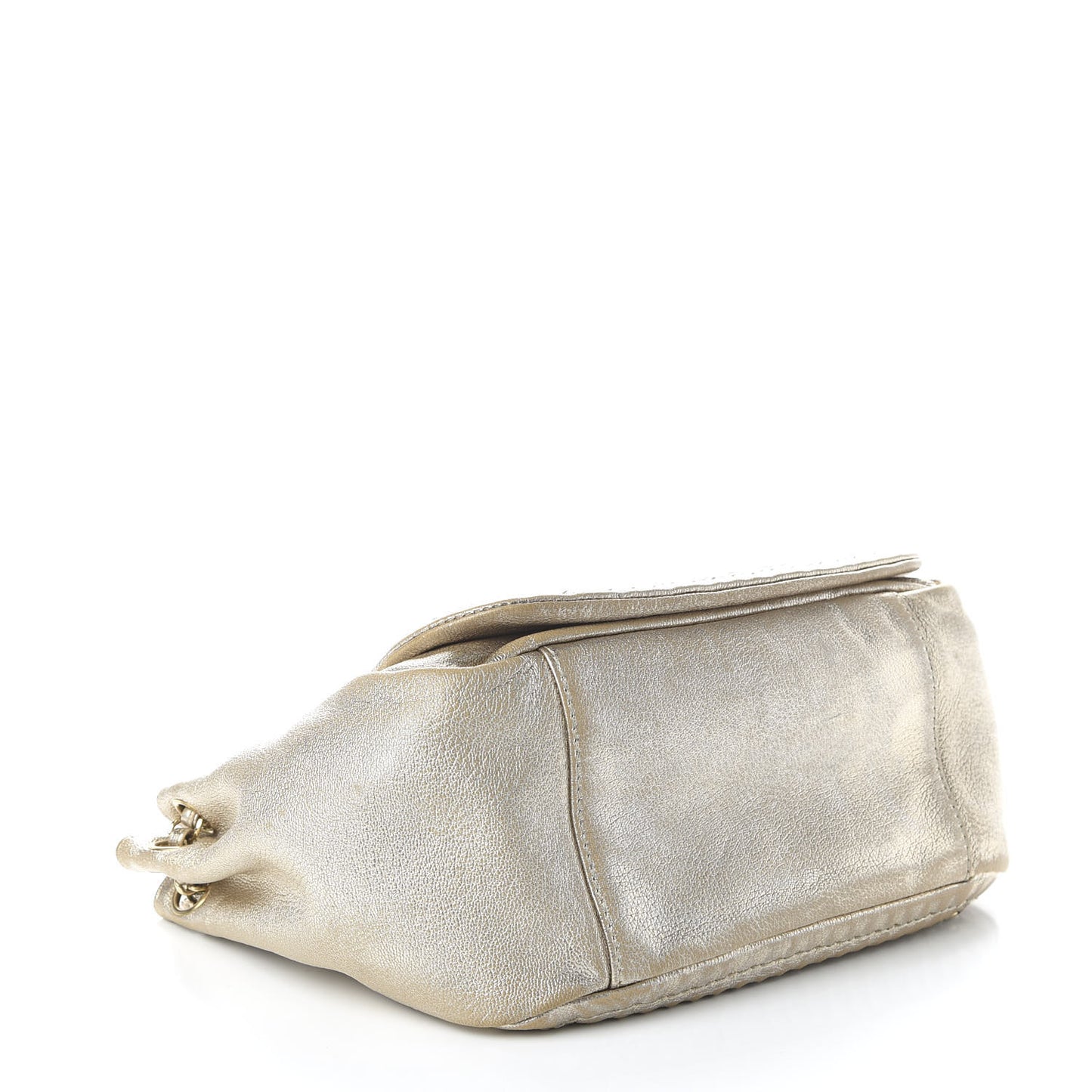 Metallic Goatskin Luxe Ligne Flap Light Gold
