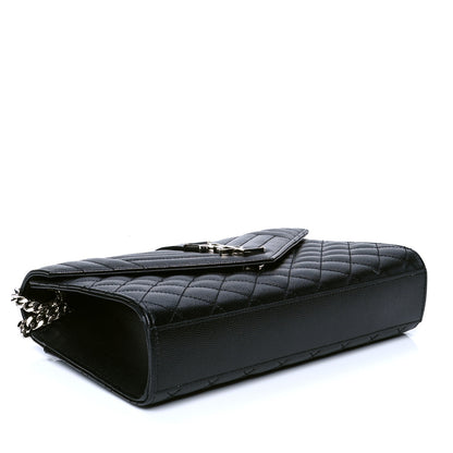 Saint Laurent Grain De Poudre Textured Mixed Matelasse Triquilt Medium Monogram Satchel Black 7 of 17