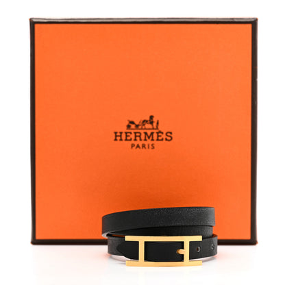 Hermes Chamonix Hapi 3MM Triple Tour Wrap Bracelet T6 Black 6 of 6