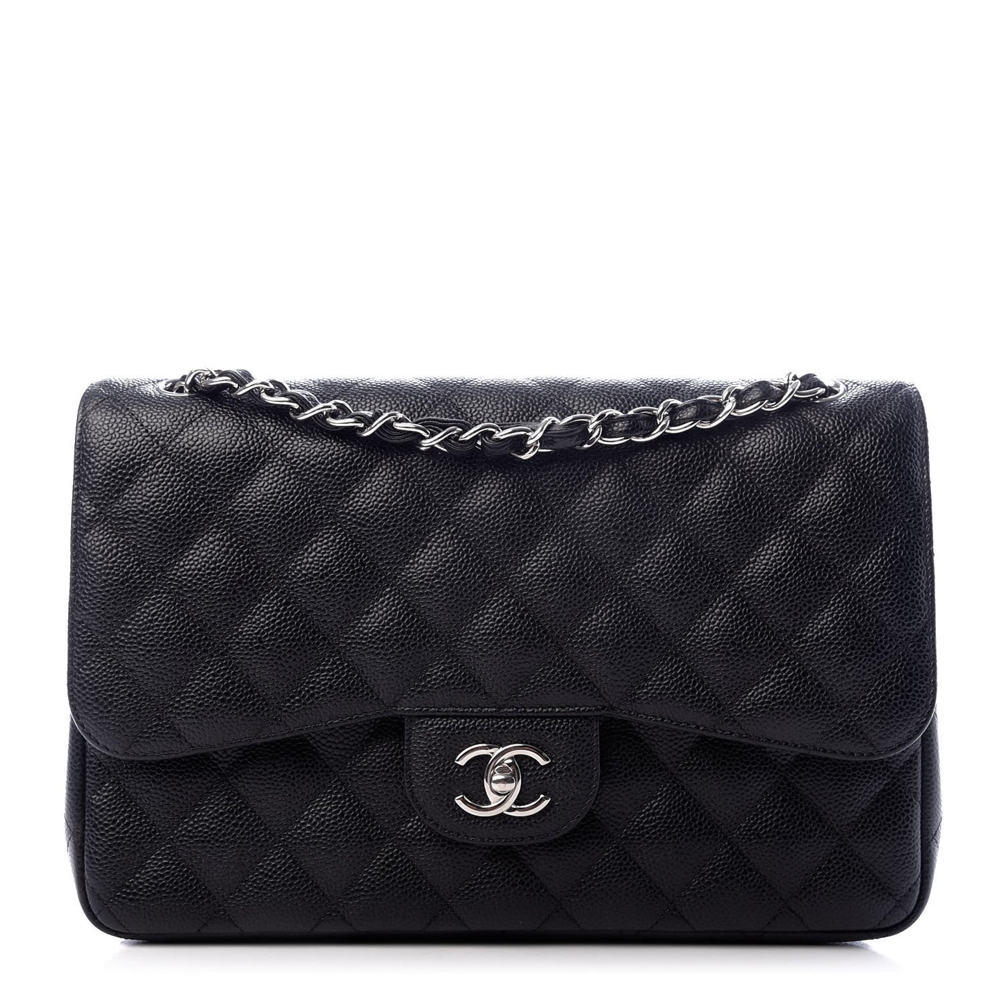 Caviar Quilted Jumbo Double Flap Black
