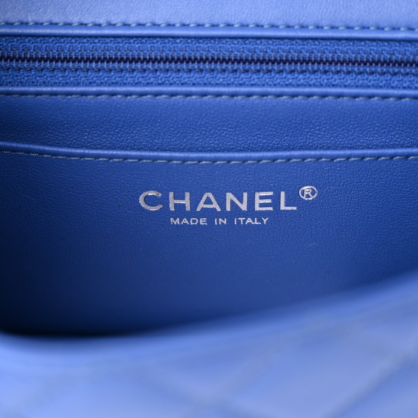 Lambskin Quilted Mini Rectangular Flap Light Blue