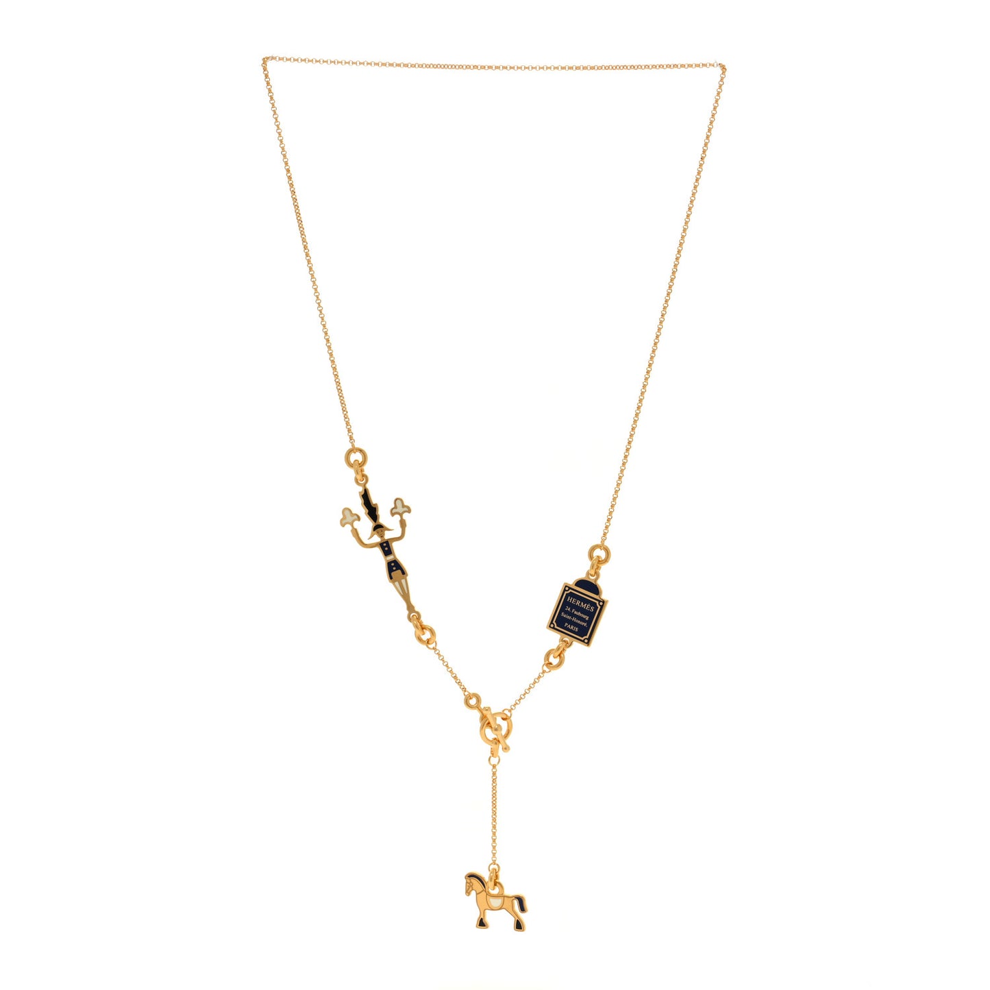 Metal Enamel Cheval Grand Parade Necklace Gold
