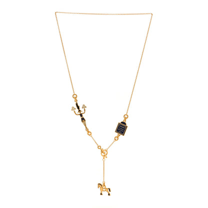 Hermes Metal Enamel Cheval Grand Parade Necklace Gold 3 of 5