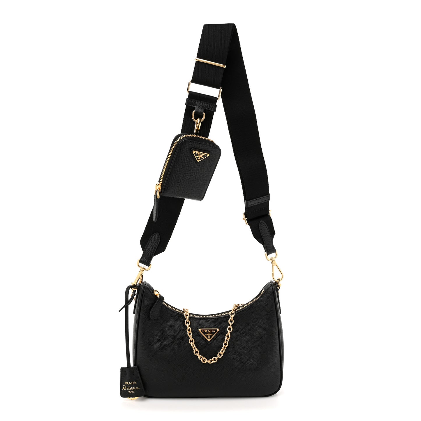 Saffiano Lux Re-Edition 2005 Shoulder Bag Black