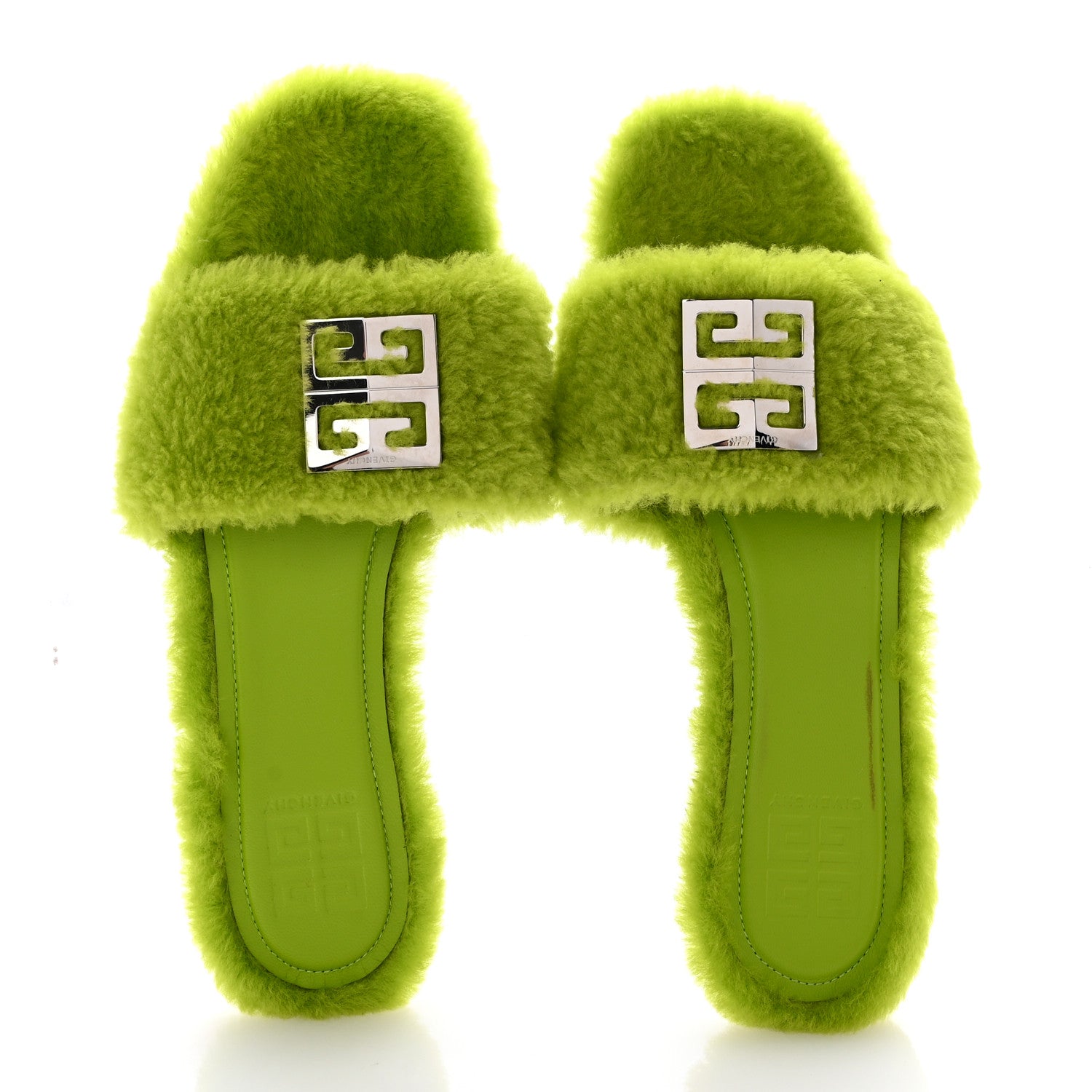 Givenchy Wool 4G Logo Mule Slide Sandals 40 Citrus Green 2 of 9