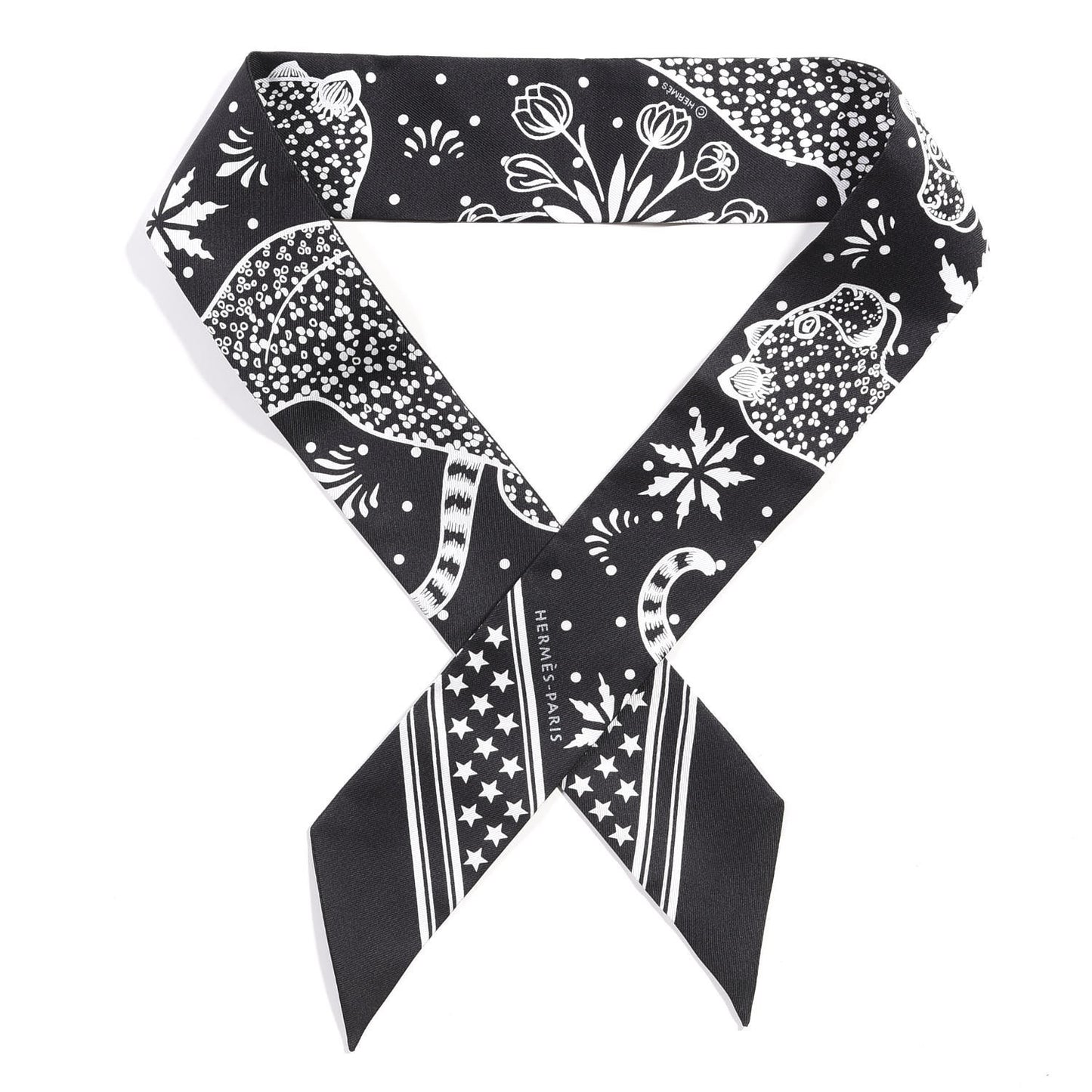 Silk Les Leopards Twilly Black White