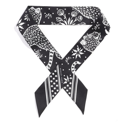 Hermes Silk Les Leopards Twilly Black White 1 of 4