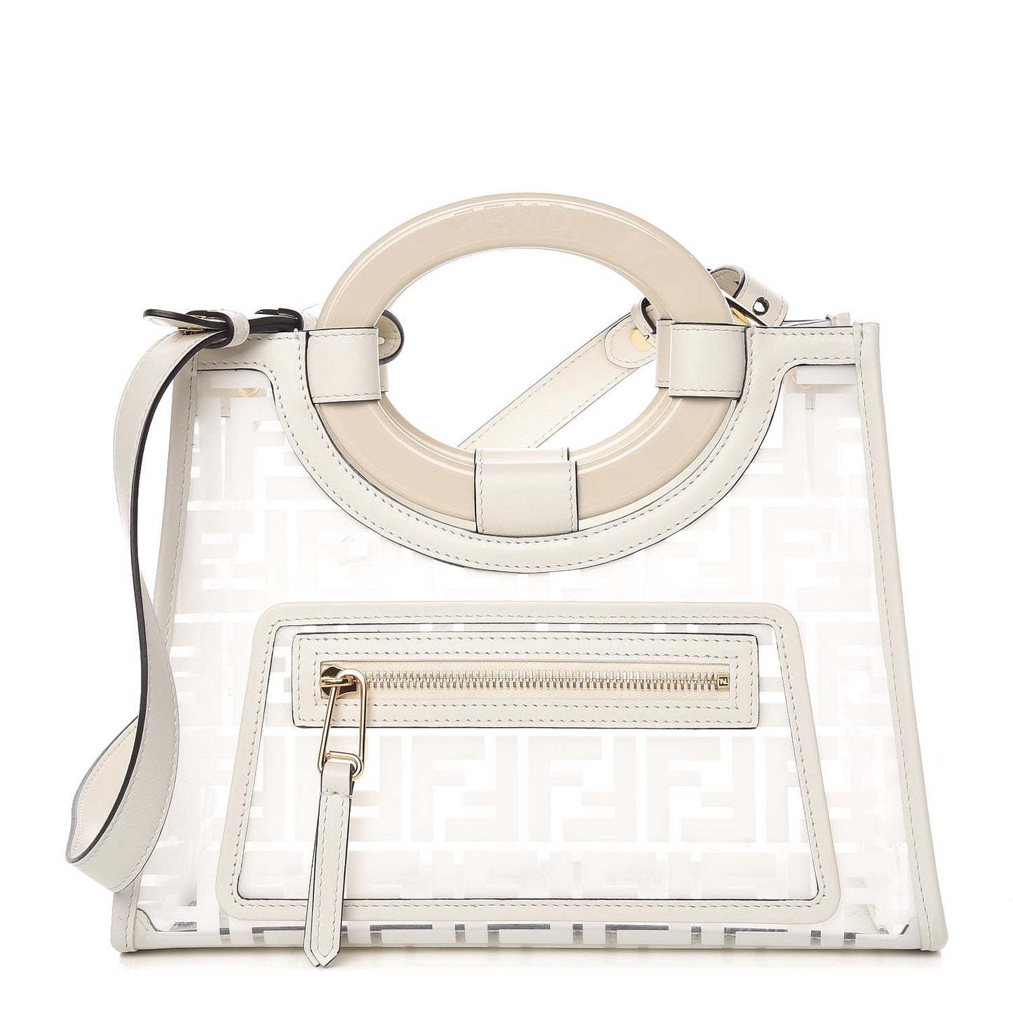 TPU FF Vitello Century Plexiglass Small Runaway Shopper Tote White