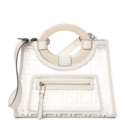 Fendi TPU FF Vitello Century Plexiglass Small Runaway Shopper Tote White 1 of 10