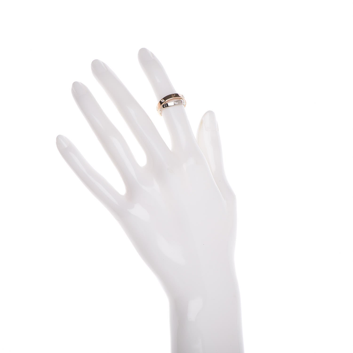 Cartier 18K Pink White Gold 6 Diamonds LOVE Ring 46 3.75 2 of 5