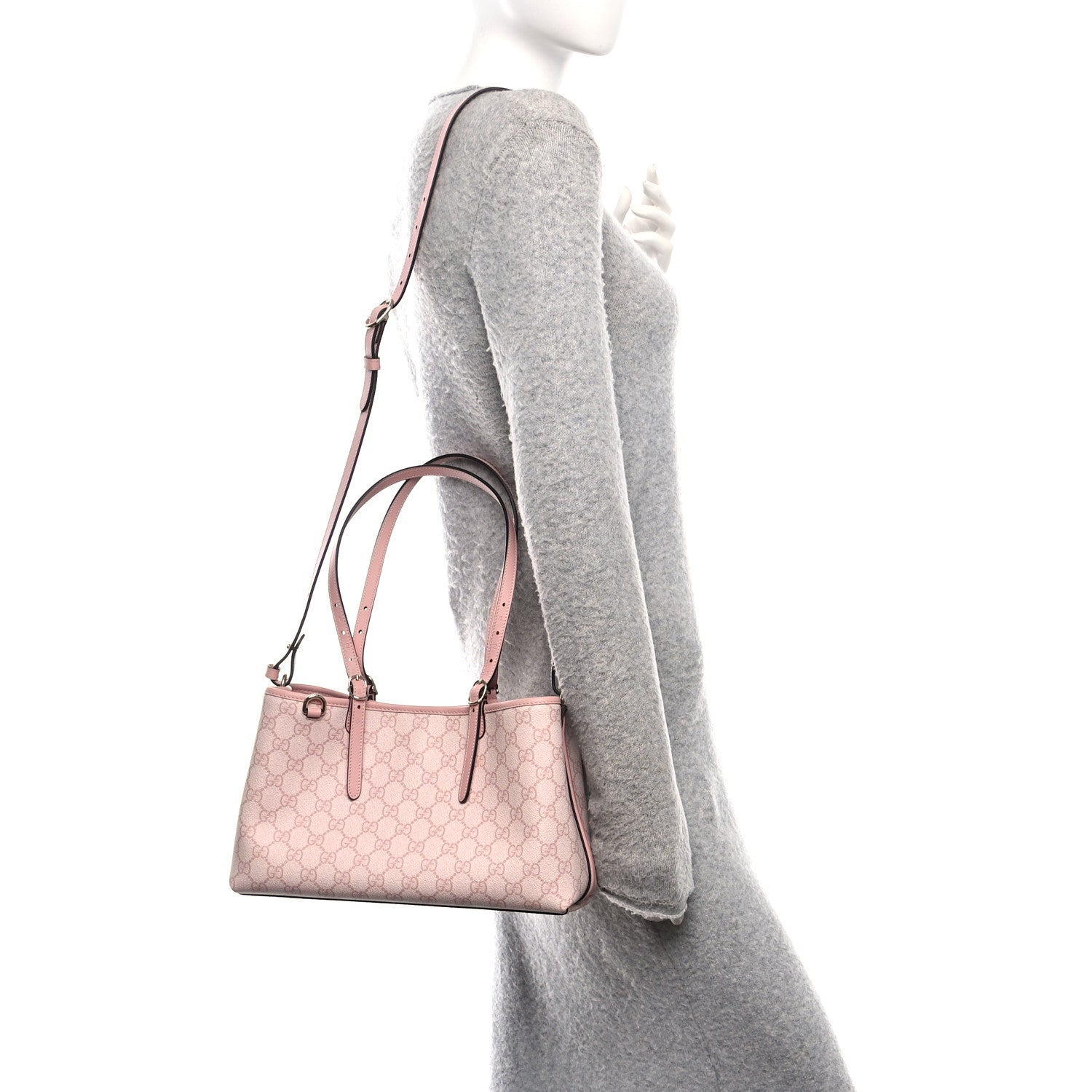 Gucci GG Supreme Monogram Emblem Medium Tote Bag Light Pink 3 of 10