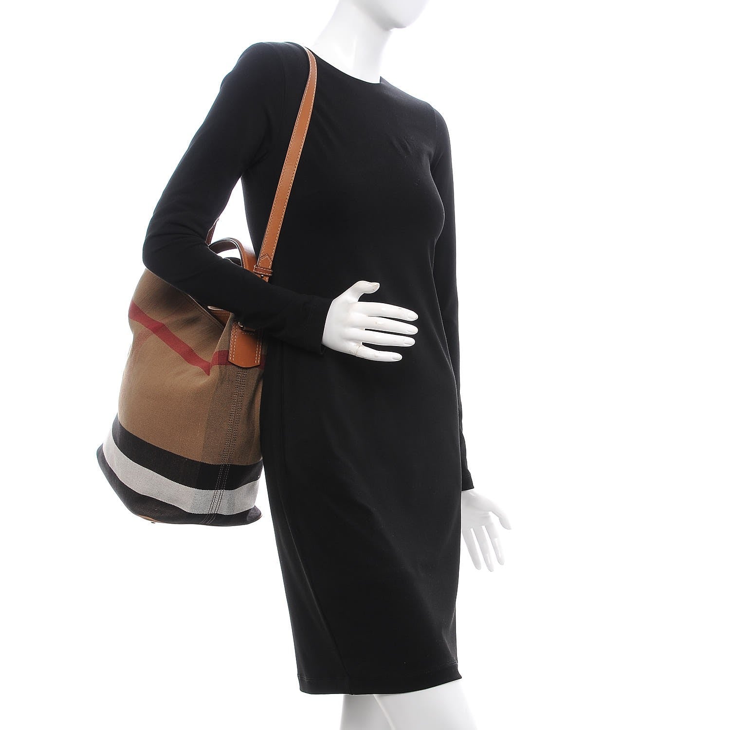 Burberry Canvas Mega Check Medium Ashby Hobo Saddle Brown 2 of 9