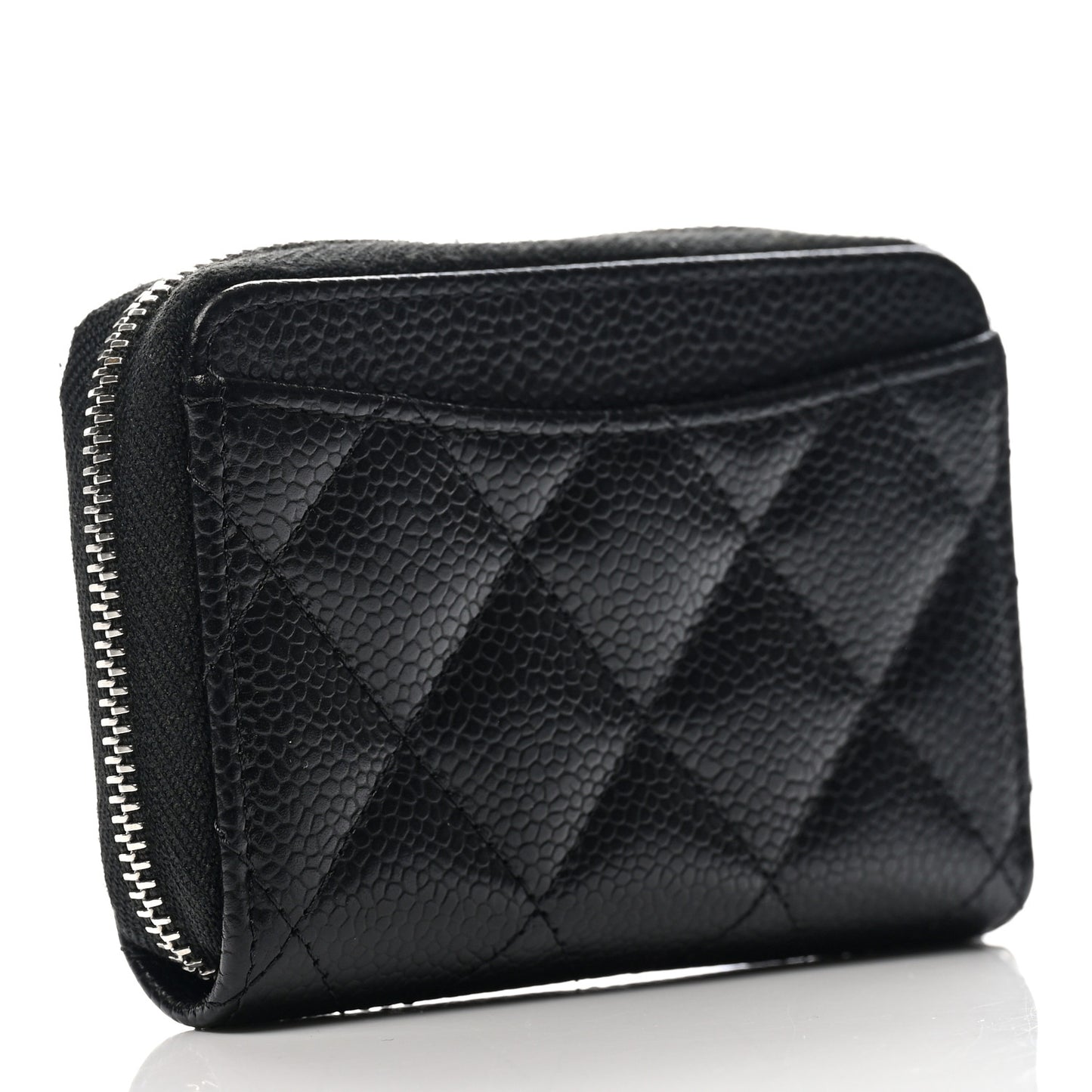 Caviar Quilted Zip Coin Purse Black