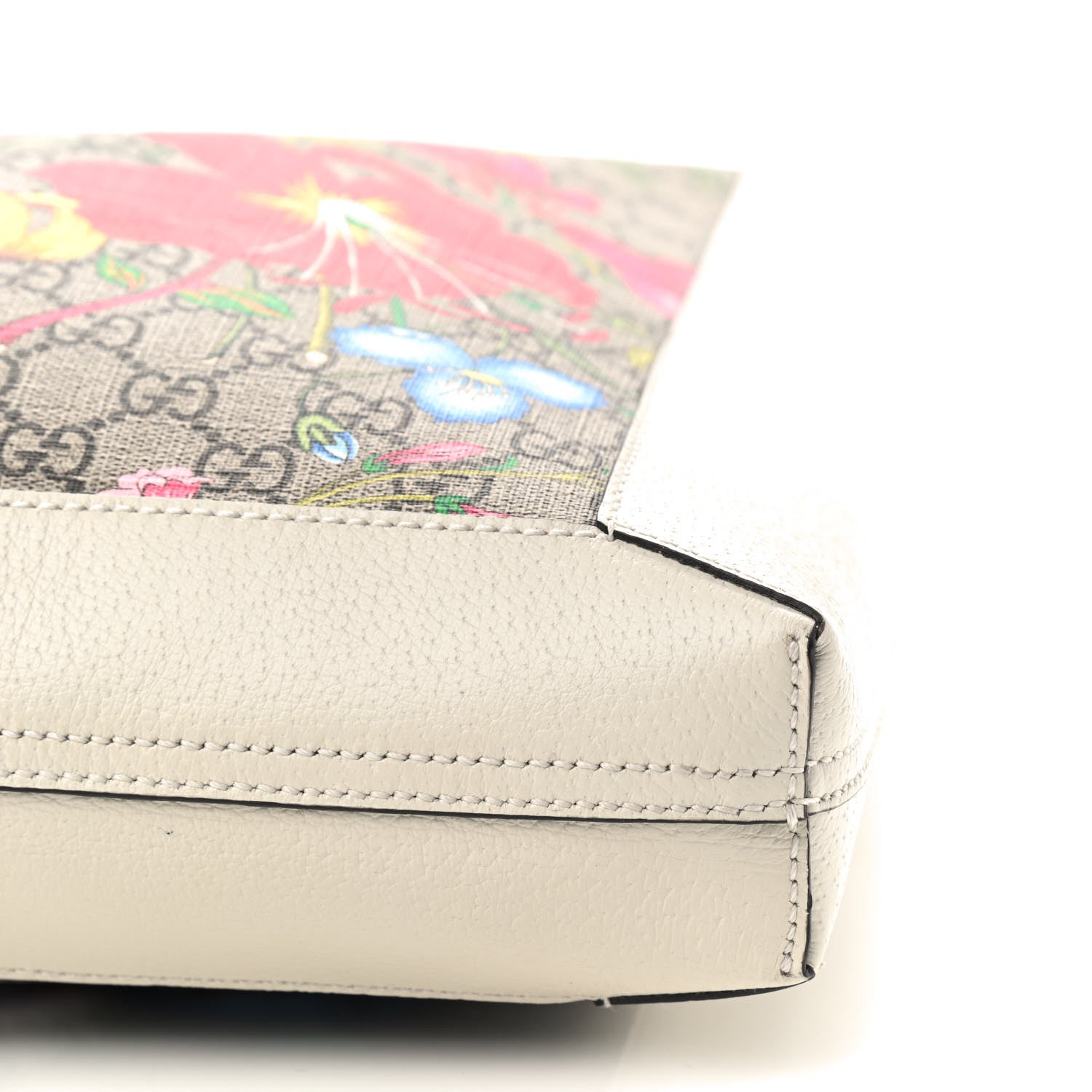 Gucci GG Supreme Monogram Flora Web Ophidia Vertical Shopping Tote White 6 of 9