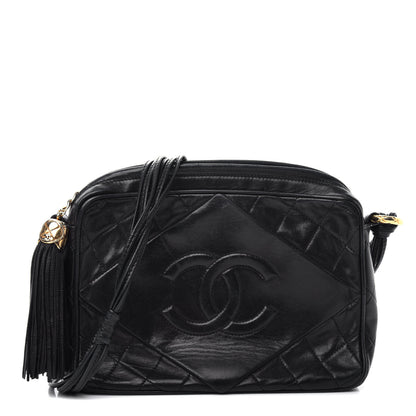 Chanel Lambskin Quilted CC Tassel Camera Case Black 1 of 11