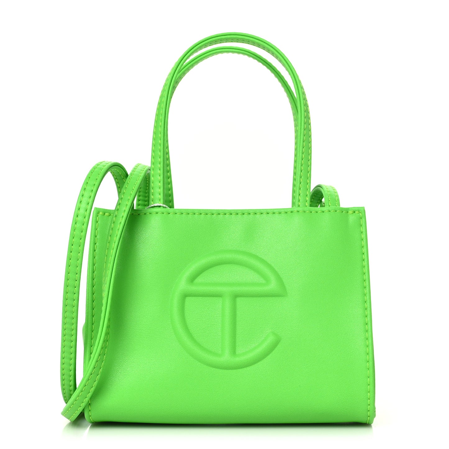 Vegan Leather Small Shopping Bag Highlighter Green