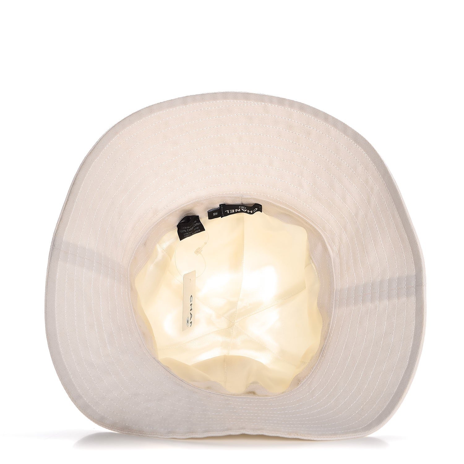 Chanel Cotton Butterfly Embellished Bucket Hat 58 White 4 of 7