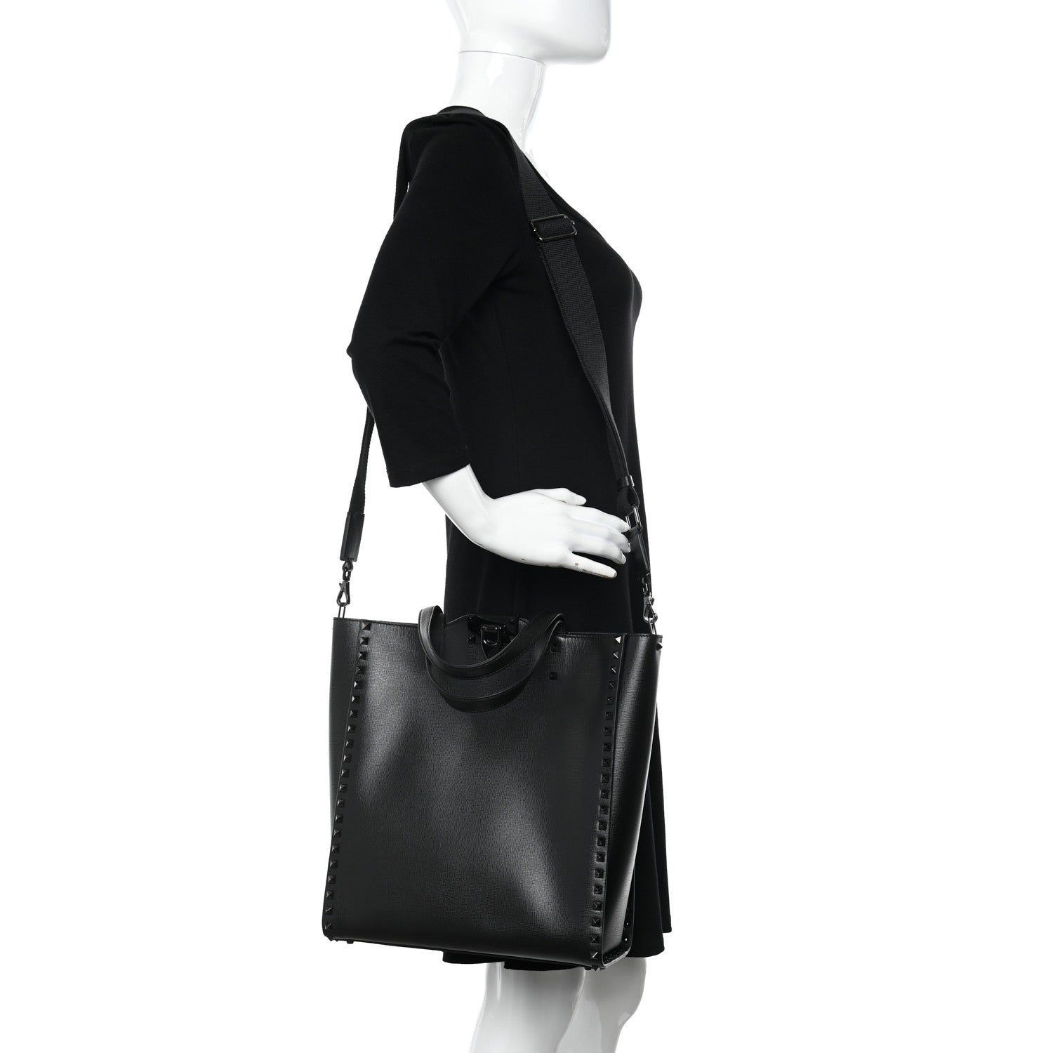 Valentino Garavani Grainy Calfskin Rockstud Alcove Tote Black 2 of 12