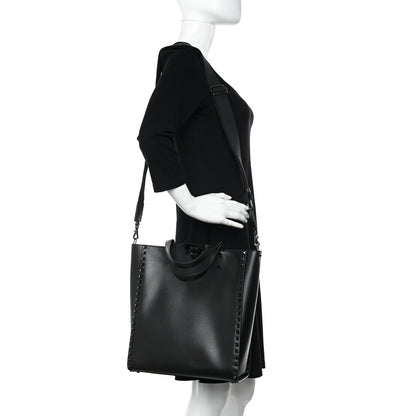 Valentino Garavani Grainy Calfskin Rockstud Alcove Tote Black 2 of 12