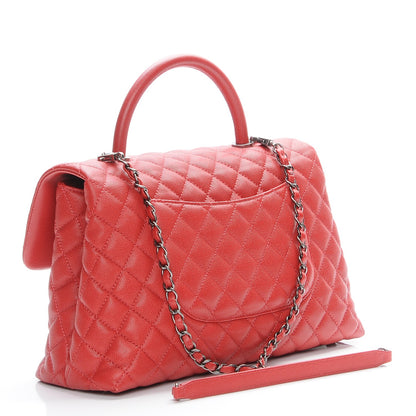 Chanel Caviar Quilted Medium Coco Handle Flap Dark Red 3 of 7