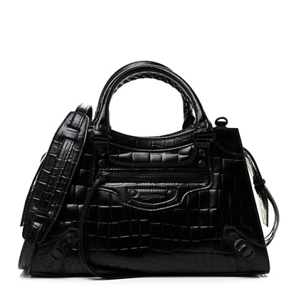 Balenciaga Semi Shiny Calfskin Crocodile Embossed Neo Classic Black Hardware S City Black 1 of 9