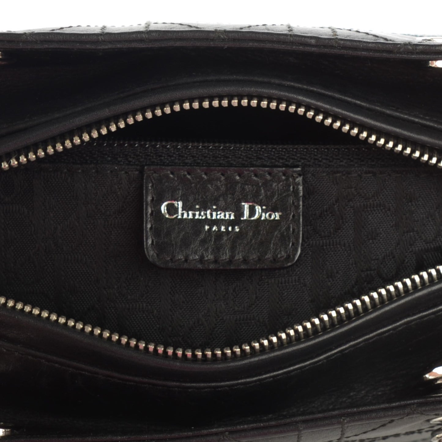 Calfskin Cannage Stitched Medium Lady Dior Black