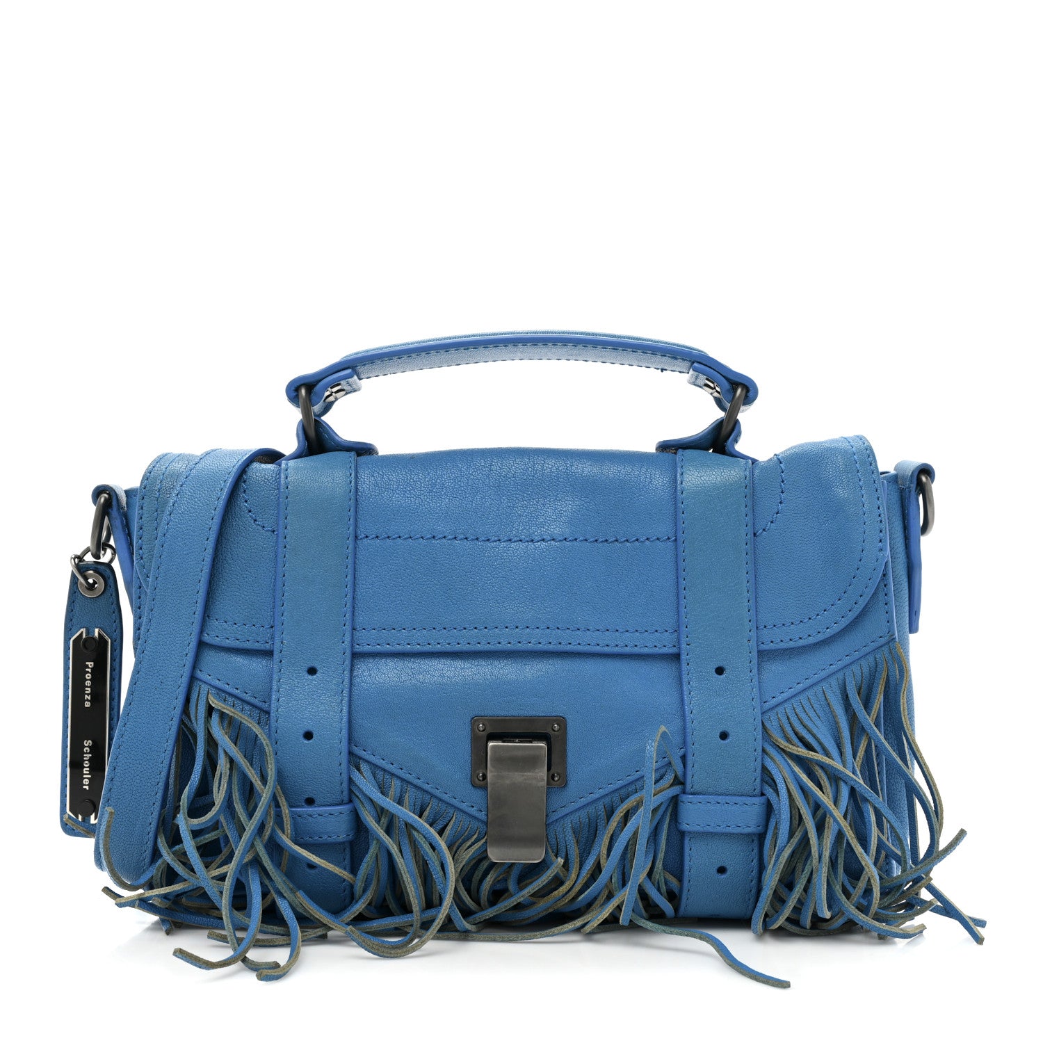 Proenza Schouler Lambskin Fringe PS1 Crossbody Pouch Cobalt Blue 1 of 13