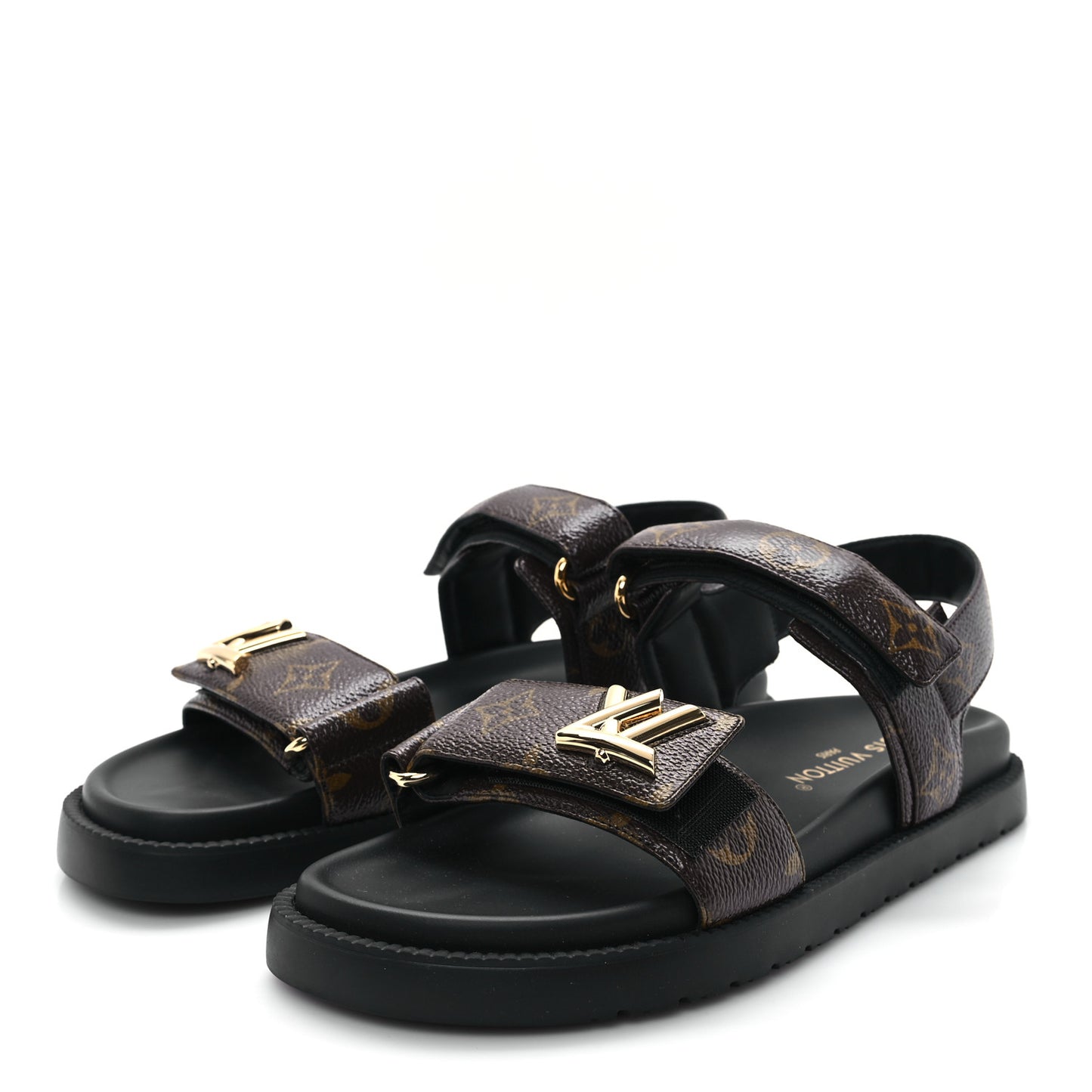 Monogram LV Sunset Comfort Flat Sandals 38 Cacao Brown