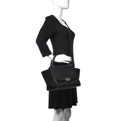 Celine Drummed Calfskin Suede Small Trapeze Black 2 of 9